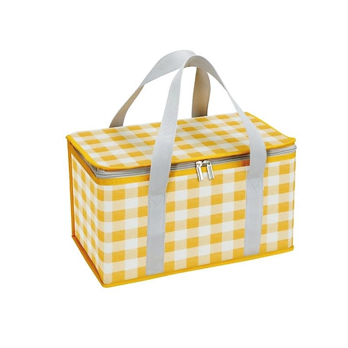 Picnic bag - yellow and white grid