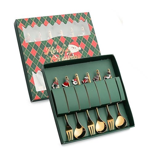 Christmas spoon and fork 6PCS green