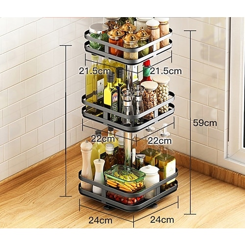 3-Tier Rotary Spice Rack - Square