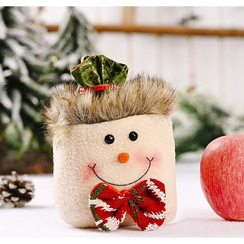 Apple Bag Snowman with Bells