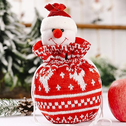 Knitted Apple Bag Snowman