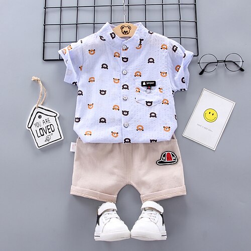 Full print bear POLO suit white