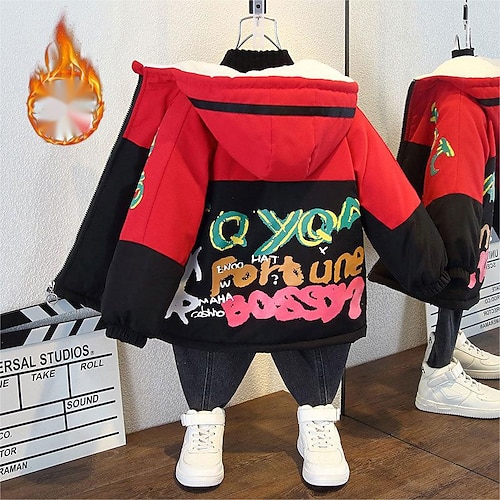 Hand-painted pinyin velvet jacket red
