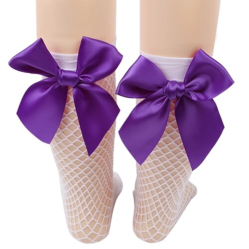 White fishnet stockings  purple knot