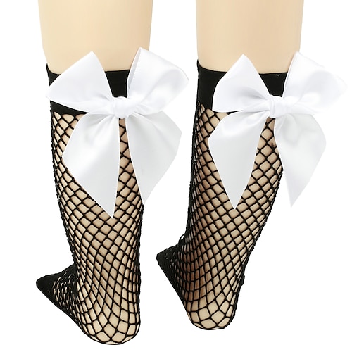 Black fishnet stockings  white knot