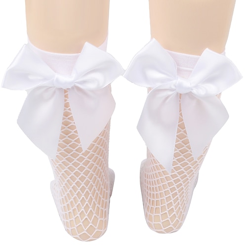 White fishnet stockings  white knots
