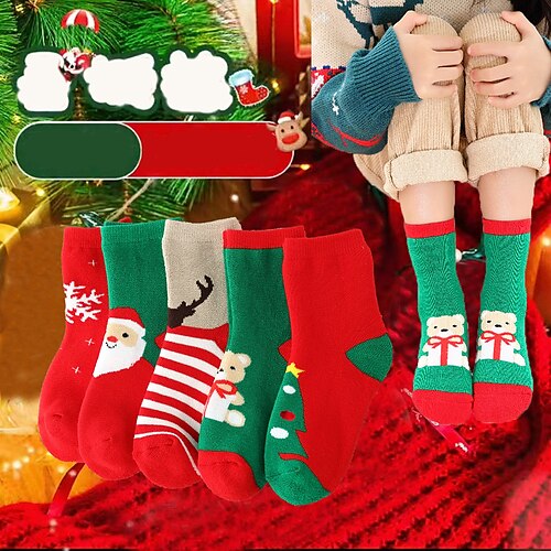 5 pairs ZGF Christmas) thickened terry
