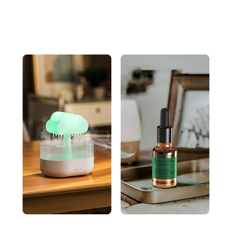 White clouds and rain USB plug-in humidifying aromatherapy machine + seven-color night light + 1 bottle of essential oil fresh type